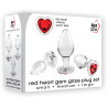 Adam & Eve Lot de 3 Plugs Bijou en verre Heart Gem Rouge